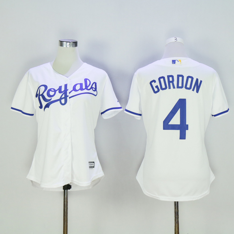 Women Kansas City Royals 4 Gordon White MLB Jerseys